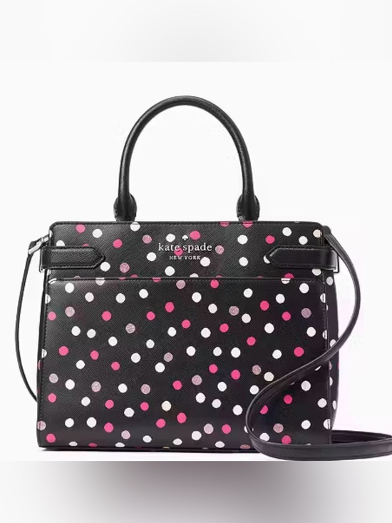 kate spade Handbags - 💯% Auethentic Kate Spade Black Polka Dot Satchel with Pink & White Dots